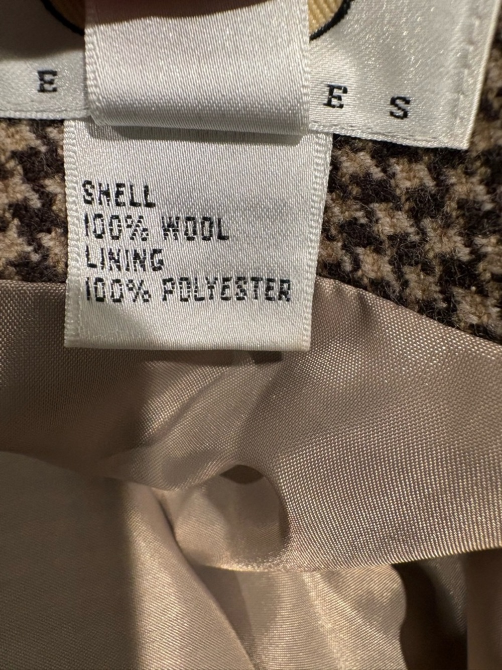 Talbots Vintage Academia Brown & Black Houndstooth Skirt with Side Button Detail - Picture 6 of 6